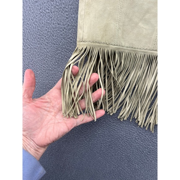 Juliana Skirt Womens 6 Tan Suede Leather Fringe Midi Skirt Boho Western Lined - Picture 2 of 10